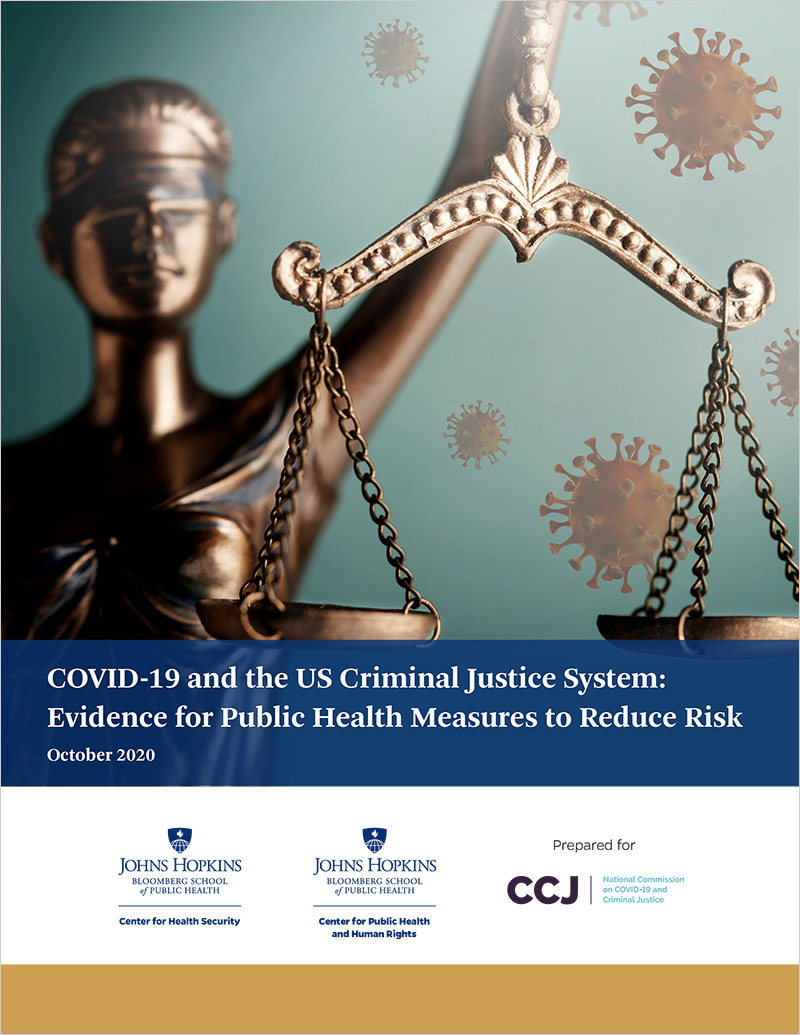 Report cover, COVID-19 and the U.S. Criminal Justice System: Evidence for Public Health Measures to Reduce Risk.