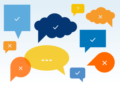 TRUST project, Illustration of speech, news, and rumor bubbles circulating TRUST project, Illustration of speech, news, and rumor bubbles circulating